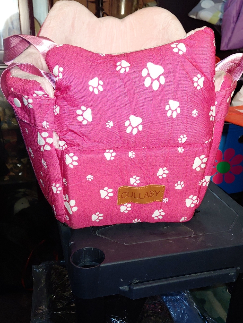 Pink Paw-Print Small Pet Carrier Tote